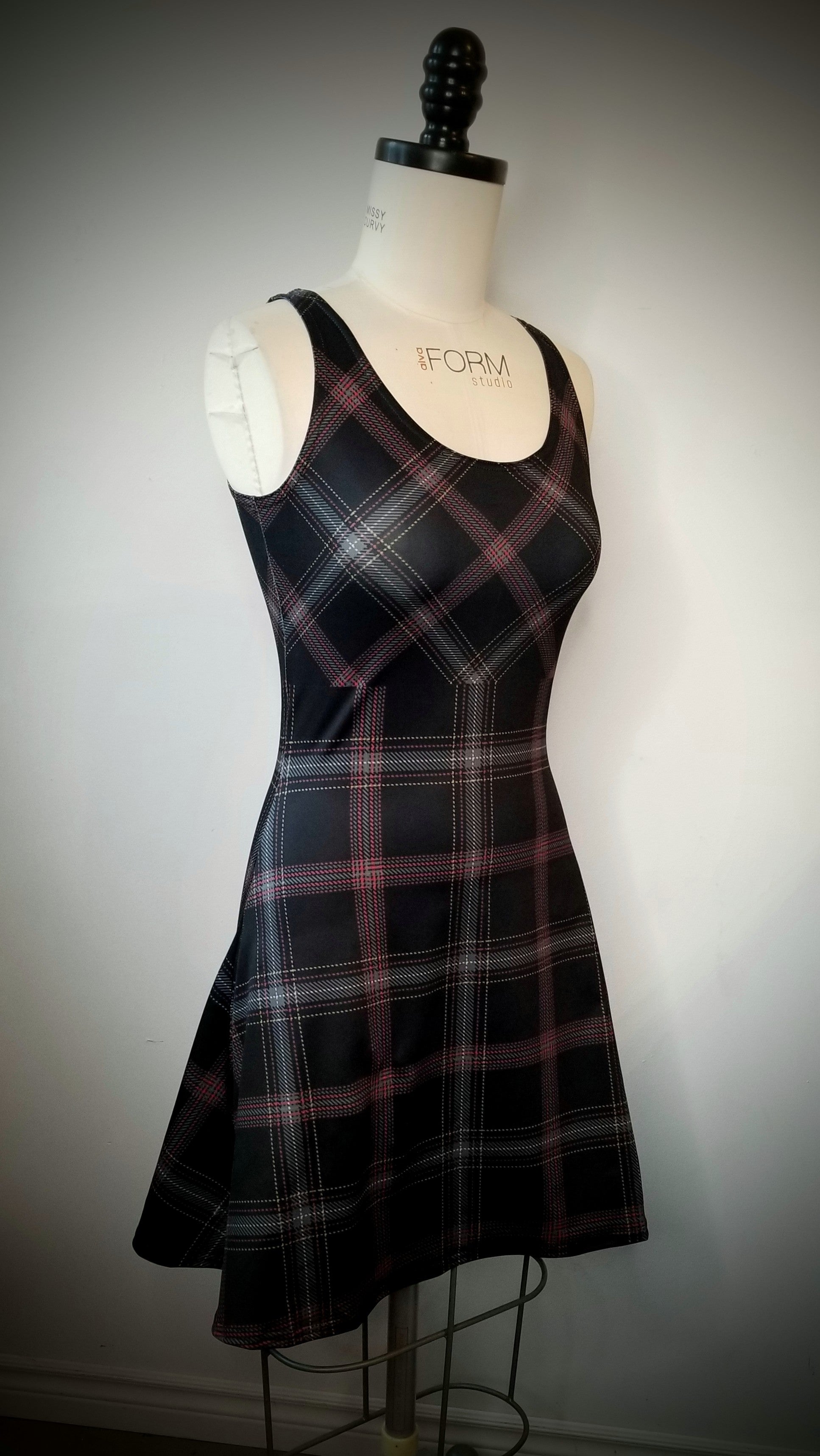 skater tartan dress Navy Blue Plaid Dress - Skater Mini Dress - Dress With Pockets